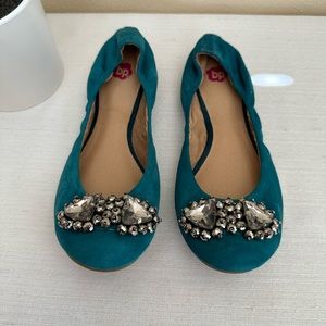 BP Nordstrom Turquoise Suede Leather Embellished Ballet Flats Woman’s 8.5